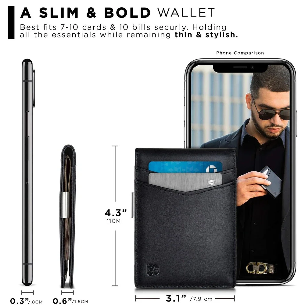 SERMAN Men's Charcoal Black BRANDS Money Clip Wallet CHARCOAL BLACK TRANSFORMER